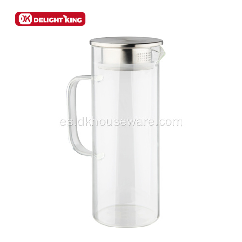 Jarra de agua de vidrio de borosilicato con tapa de acero inoxidable